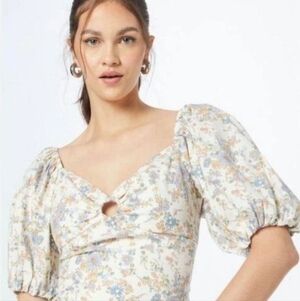 Abercrombie & Fitch Ditsy Floral Lined Puff Ballon Sleeve Crop Top - Size Medium